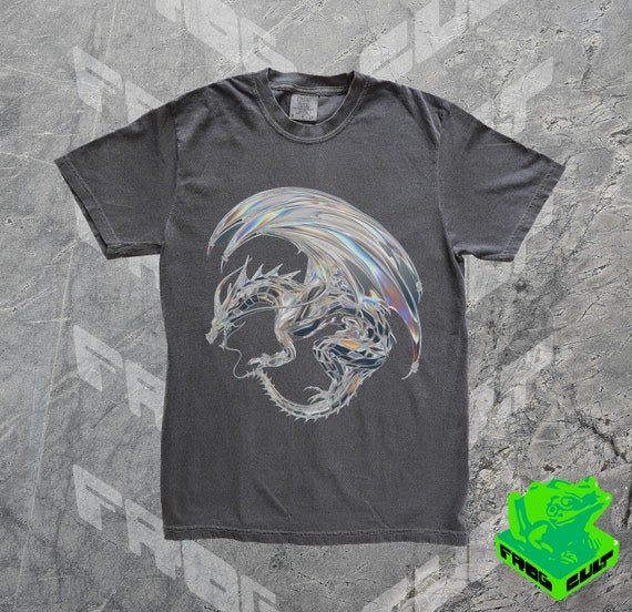 Y2k Chrome Dragon Shirt, 90s Vintage Graphic Tshirt, Shirts That