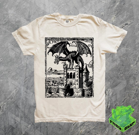 Dragon Vintage Dark Art Graphic Shirt, 90s Tattoo, Retro Medieval