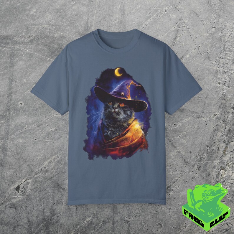 90s Cat Wizard Graphic Tshirt, Vintage Fantasy Wizard Shirt, Funny Kitty Meme Shirt, Cat Lover Gag Gift Tee, Y2k 2000s Weirdcore, Witchy image 3