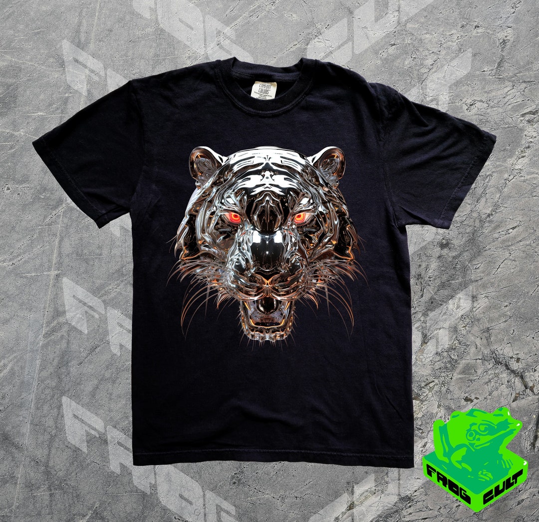 Y2k Alpha Chrome Lion Shirt, 90s 2000s Hard Tiger Graphic Tee