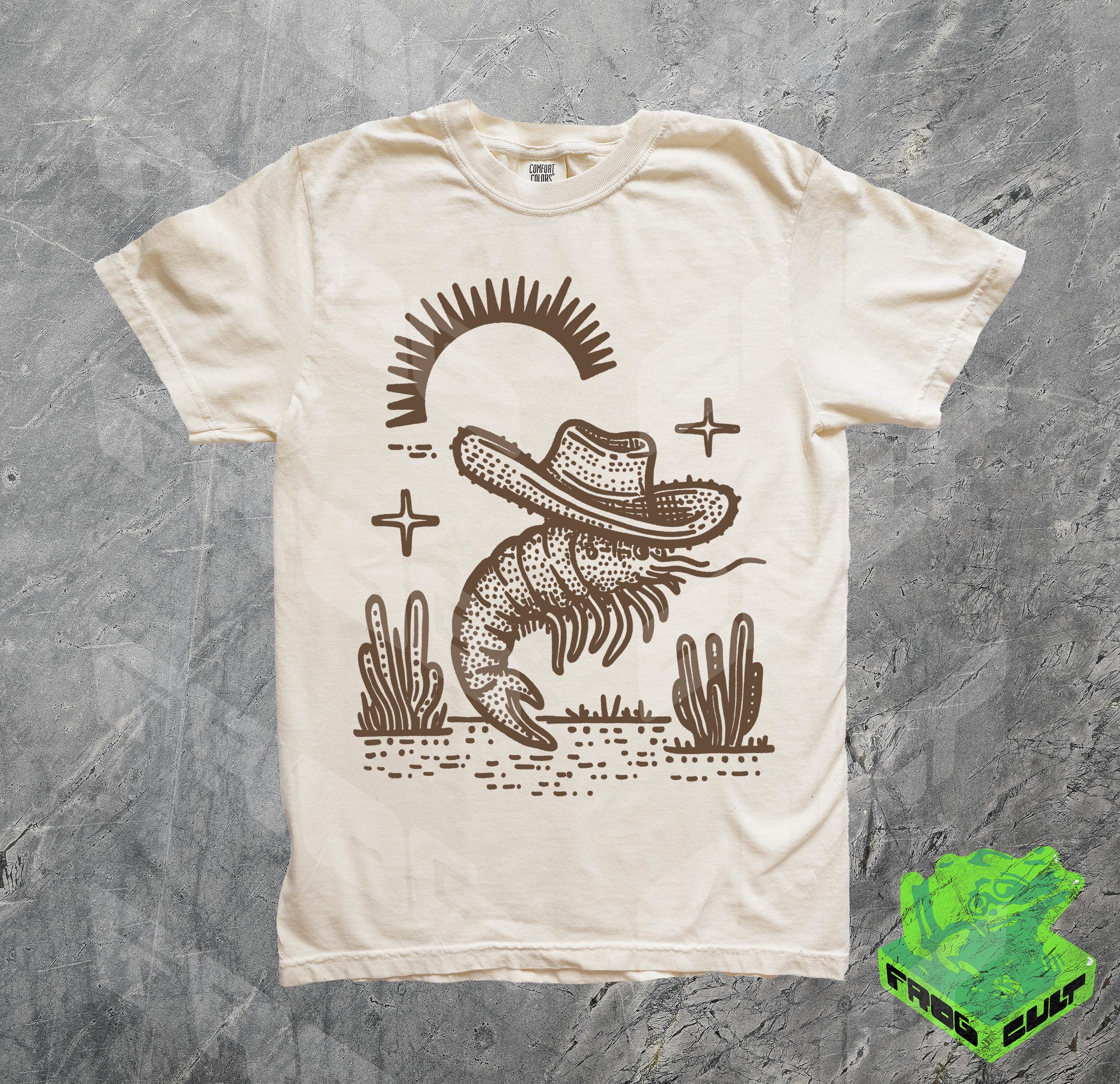 Shrimp Cowboy Funny Shirt, Screenprinted, Retro Vintage 90s