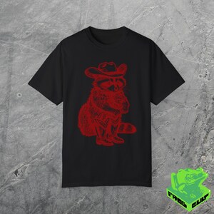 Retro Cowboy Racoon Shirt, Funny Western Trash Panda Tshirt, Vintage 90s Graphic Tee, Weirdcore Meme Clothing, Oversized, Funny Gift Tee image 2