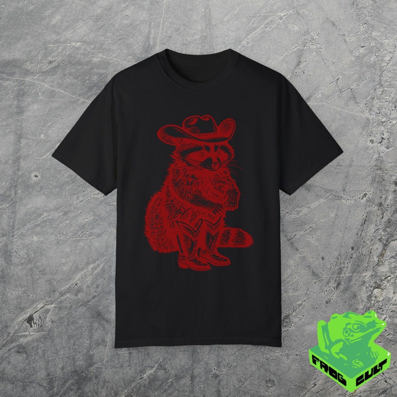 Retro Cowboy Racoon Shirt, Funny Western Trash Panda Tshirt, Vintage 90s Graphic Tee, Weirdcore Meme Clothing, Oversized, Funny Gift Tee image 2