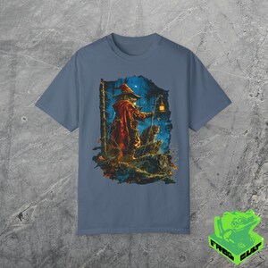 Camiseta gráfica Wolf Wizard de los años 90, colores cómodos, camiseta vintage estilo grunge Y2k, camisa de camping de la naturaleza del bosque, animales al aire libre, regalo para él imagen 3