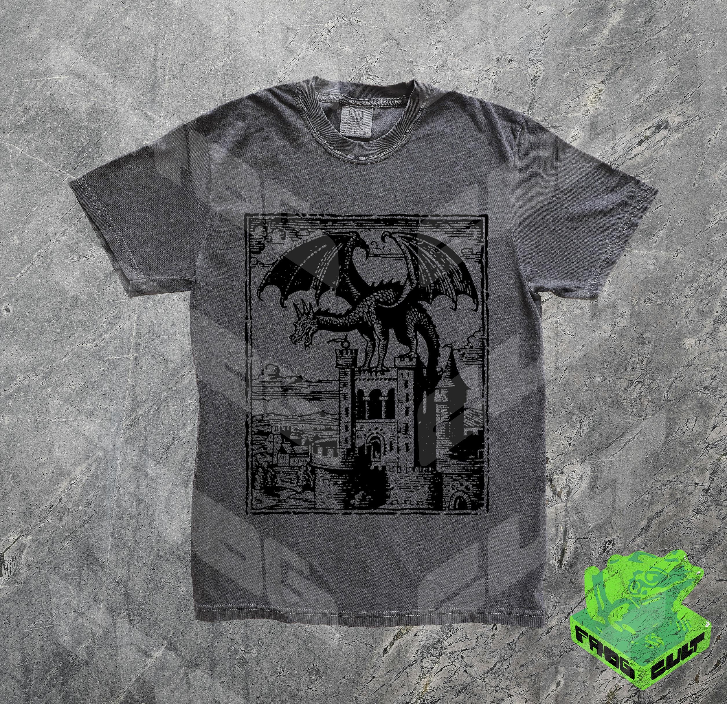 Dragon Vintage Dark Art Graphic Shirt, 90s Tattoo, Retro Medieval