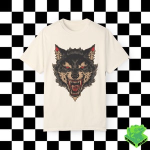 Vintage 90s Japanese Tattoo Wolf Animal Tshirt, Retro Wolf Shirt, Animals, Unisex Adult Tee, Wild, Wolf Graphic Tee, Pump Cover, Alpha Wolf image 4