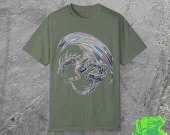 Y2k Chrome Dragon Shirt, 90s Vintage Graphic Tshirt, Shirts