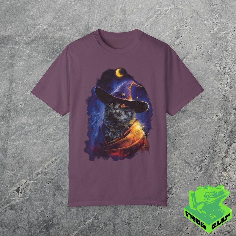 90s Cat Wizard Graphic Tshirt, Vintage Fantasy Wizard Shirt, Funny Kitty Meme Shirt, Cat Lover Gag Gift Tee, Y2k 2000s Weirdcore, Witchy image 2
