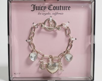 Juicy Couture Silver Tone Charm Bracelet | Heart Charms, Y2K Style, New in Box
