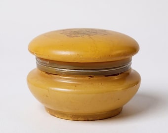 Handcarved Alabaster Jewelry Box | 1950s Vanity Container | Stone Jewelry Box | Domed Lid with Floral Motif