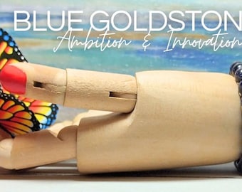 Blue Goldstone Gemstone Bracelet | Genuine Stone Beads | Healing Crystal Jewelry | Stretchable