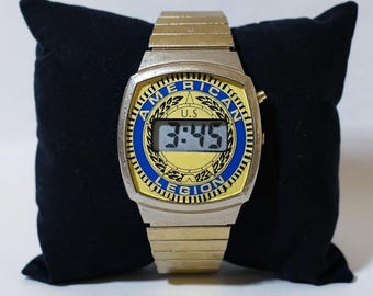 Vintage American Legion Gold Tone Digital Watch