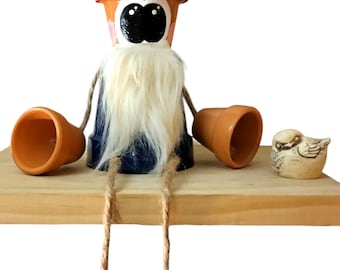 Gnome Flowerpot People Garden Character, Acrylic Painted Terra Cot Decorative Pot