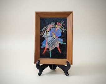 Vintage Polish Folk Art Painting, Mazowsze Dancers