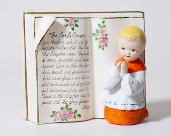 Vintage Porcelain Lord's Prayer Pot, Irene Series Windowsill Plant Holder Vase