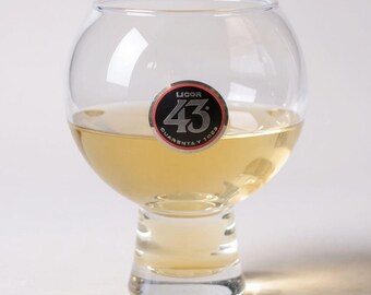 Licor 43 Stemless Glass – Branded Barware with Logo – Spanish Liqueur Collectible