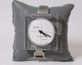 Rare Marcel Mechanical Vintage Clear Acrylic Watch | Swiss Movement |. Shock-Resistant