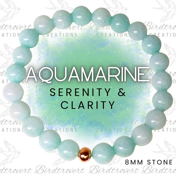 Aquamarine 8mm Genuine Earth Stone Healing Crystal Bracelet