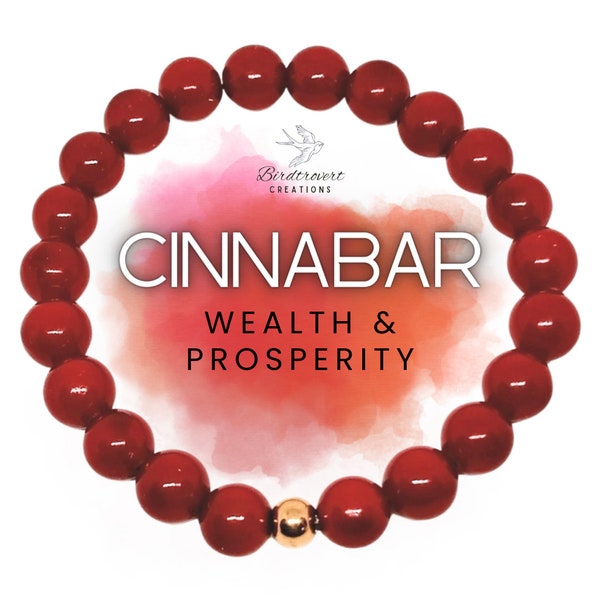 Genuine Red Cinnabar 8mm Earthstone Bracelet