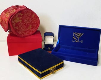 Curated Vintage Jewelry Box Set | Velvet, Cloth, Wood Boxes