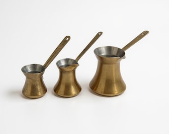 Set of 3 Turkish Coffee Pots – Brass Cezve/Ibrik Set
