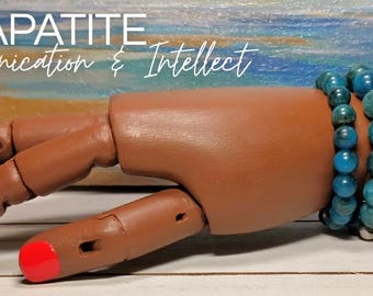 Blue Apatite Gemstone Bracelet | Genuine Stone Beads | Healing Crystal Jewelry | Stretchable