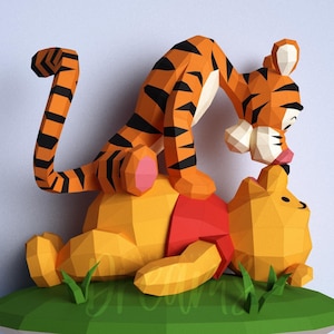 Papiervorlagen Tigger n Winnie Wall Modell PDF SVG DXF