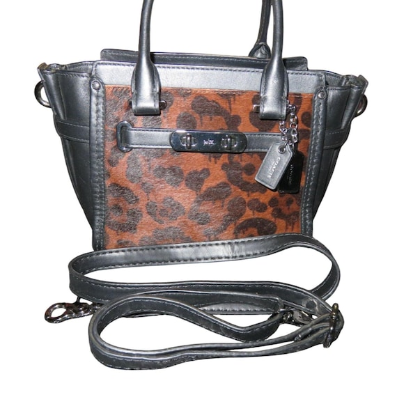 Coach Swagger 21 Calf Hair Dark Wild Beast Crossbody Satchel Tote Bag