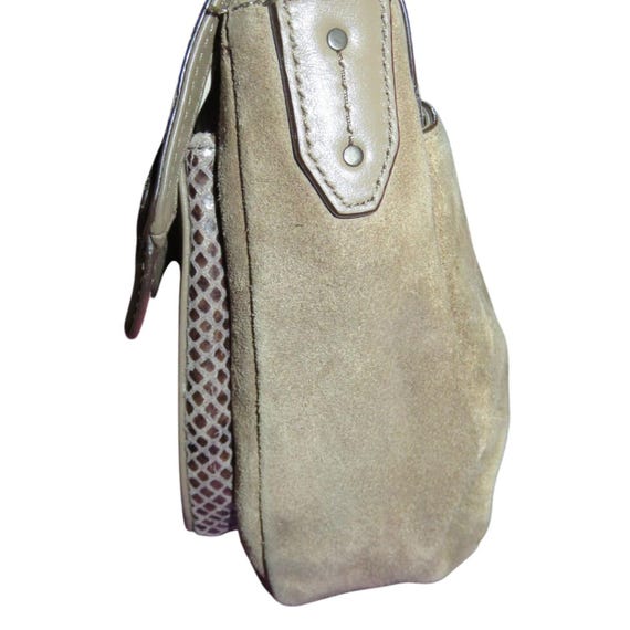 Coach Taylor Suede & Exotic Python Leather Flap C… - image 4