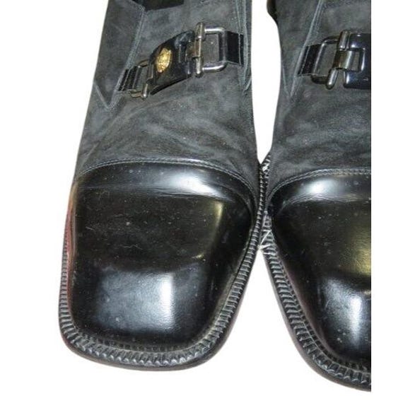Versace Medusa Head Black Italian Leather & Suede Derby  display picture 3