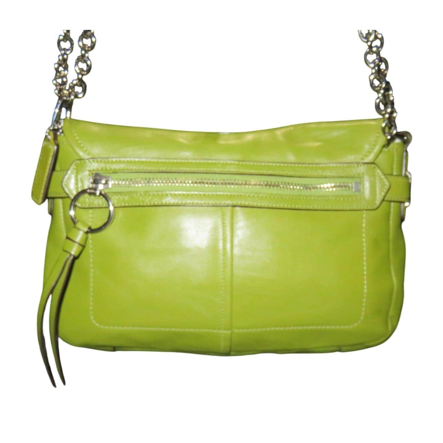 Coach Chelsea Green Smooth Leather Turn-lock Flap Adjustable