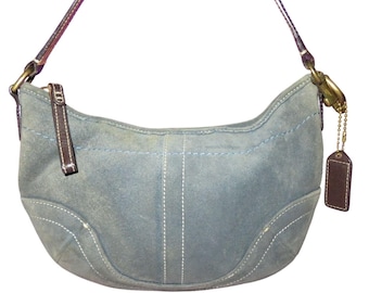 Coach Soho Canvas Suede Shoulder Bag 5860 Blue Belt Design Vintage