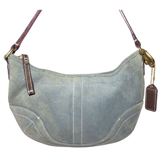 Coach 2004 Soho Suede & Leather Demi Hobo Handbag in Denim Gray