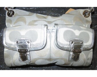 Coach Y2K Poppy Grey & Silver Metallic Signature Hippie Jacquard
