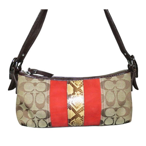 COACH 2005 Hampton Signature Jacquard Python & Suede Demi
