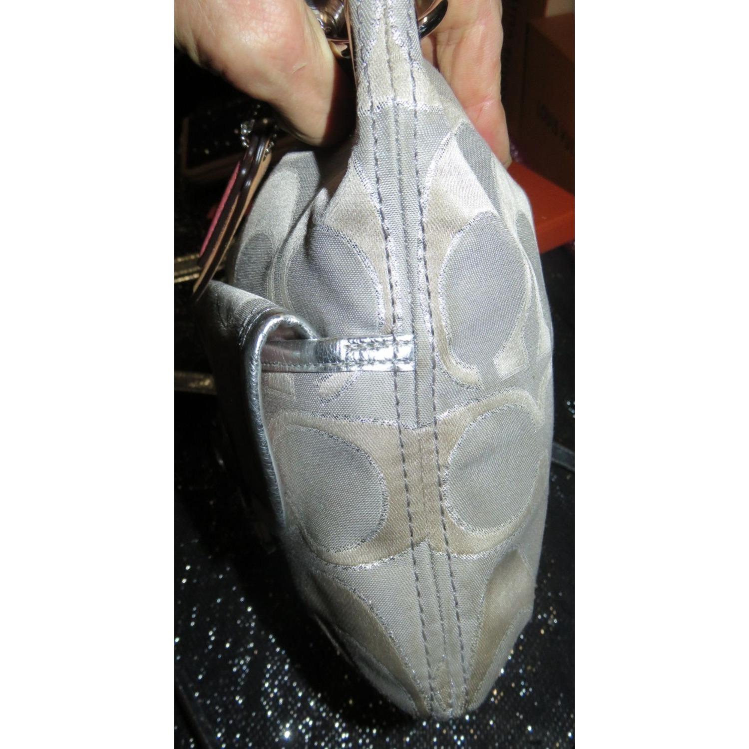 Coach Y2K Poppy Grey & Silver Metallic Signature Hippie