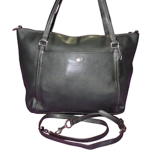 Coach Peyton Black Crossgrain Leather Tote 2 way Crossbody