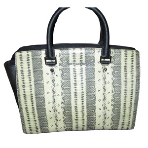 Michael Kors Selma Black & White Python Embossed Leather Tote