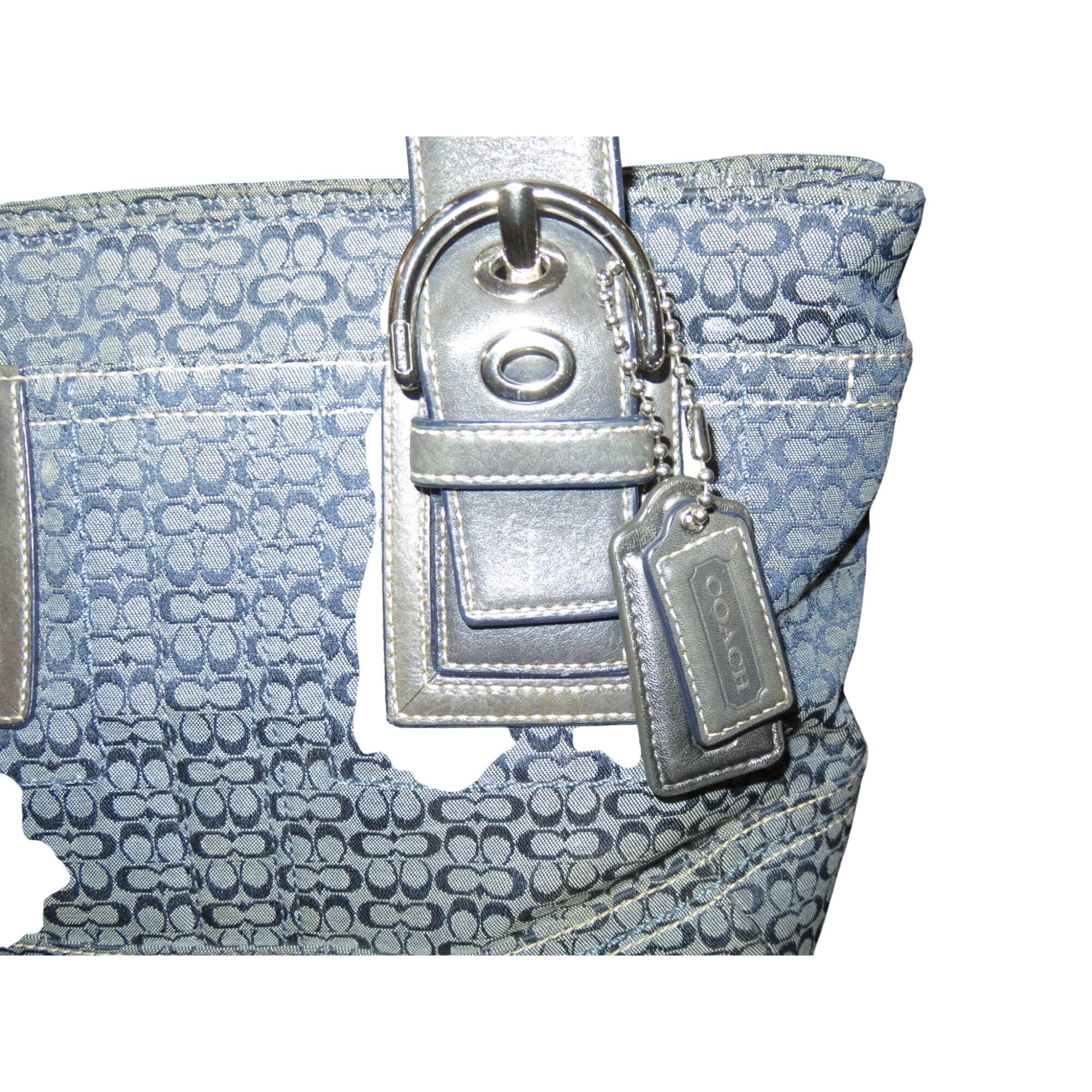 Coach Soho Blue & Grey Denim Canvas Signature C Jacquard Satchel