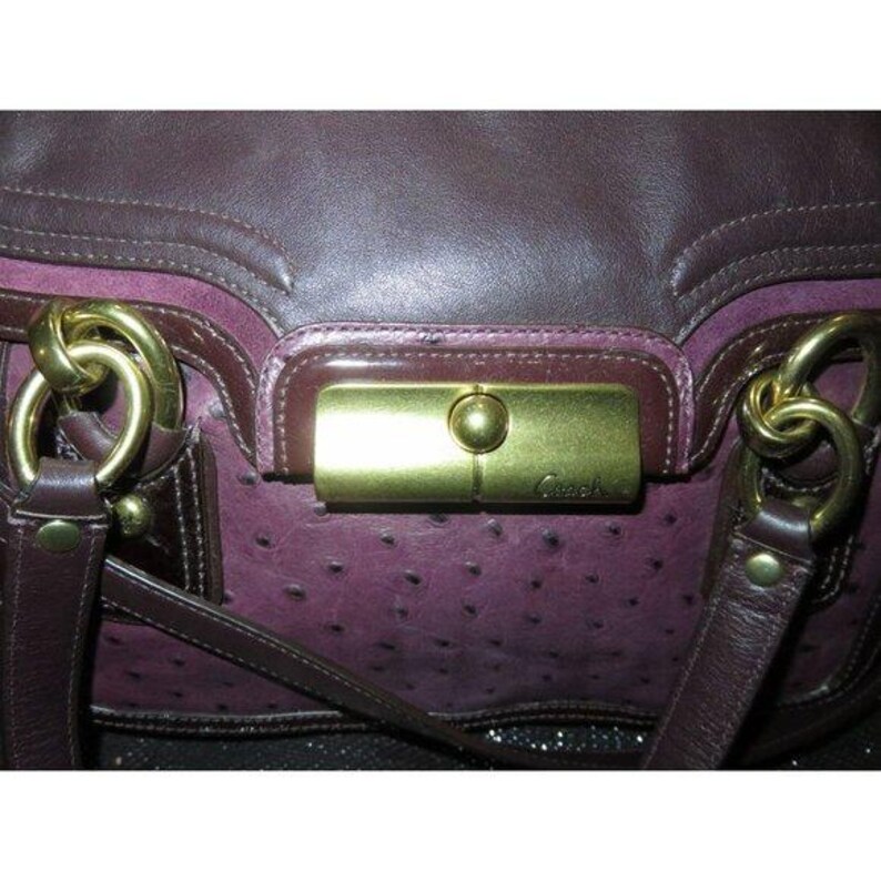 Sac violet Coach Kristin Spectator autruche en cuir mélangé gaufré à rabat image 12