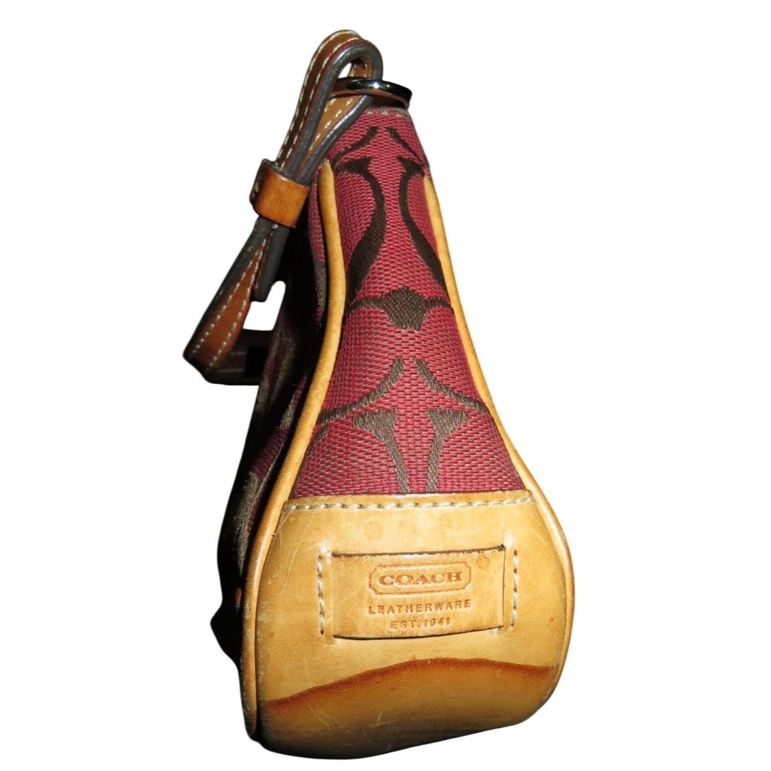 Coach Y2K Hampton Red Canvas & Tan Leather Signature Jacquard Demi 