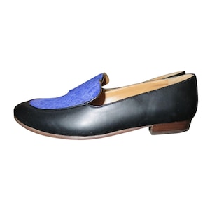 J CREW Italian Leather & Genuine Calf Hair Slip on Loafers size 8
