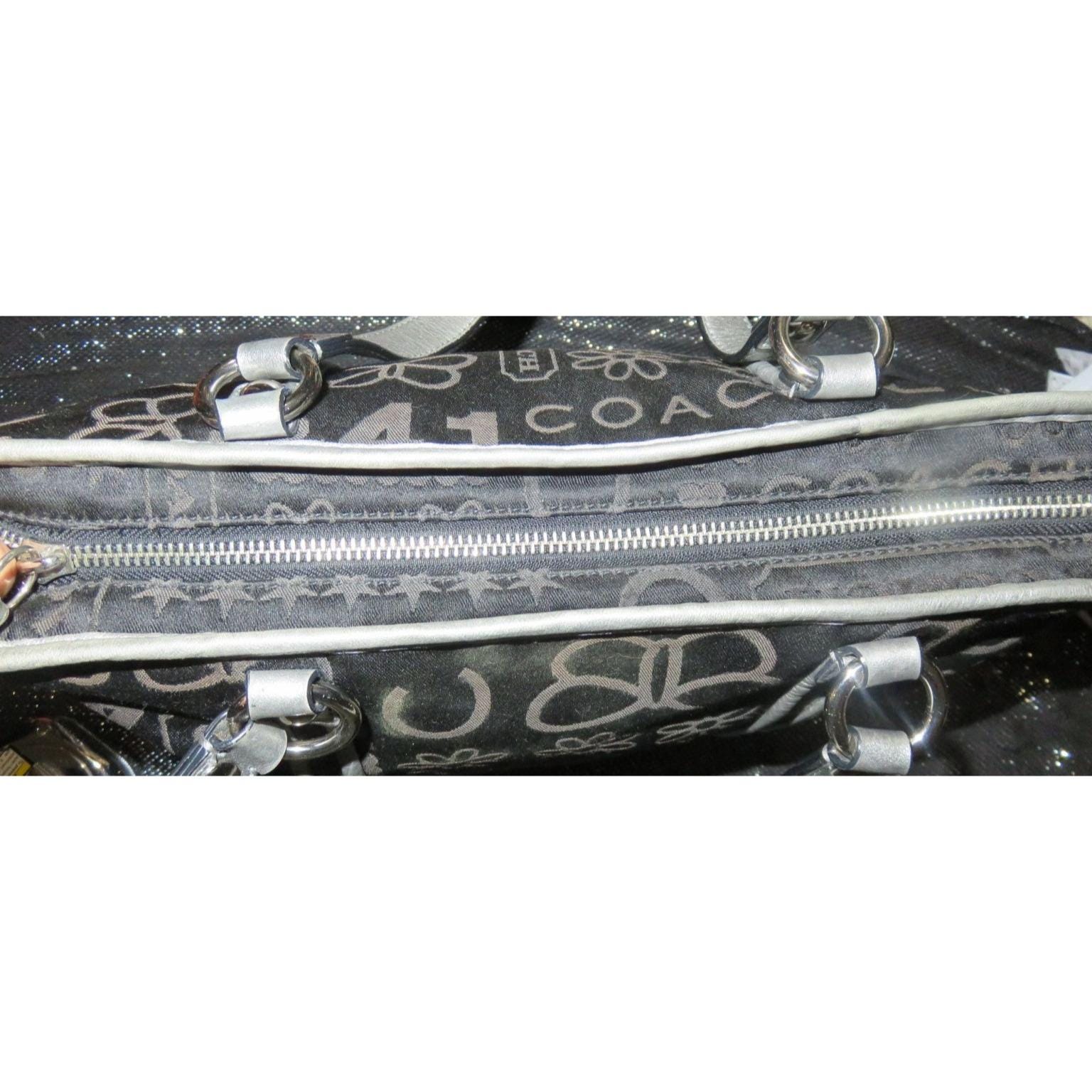 Coach Poppy Black & Silver Bandana Glitter Graffiti Butterfly