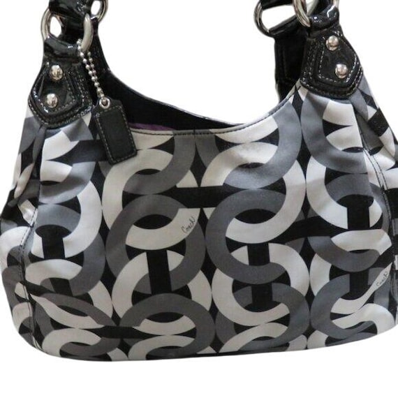 Coach Madison Maggie Op Art Signature Black & White Handbag Tote