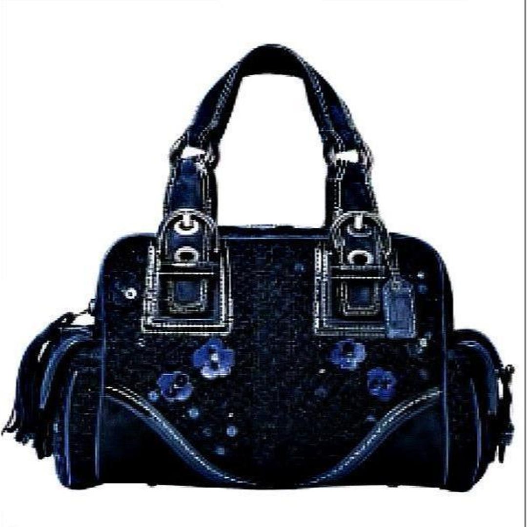 バッグ Coach Soho Suede&Leather Handbag Satchel Coach Soho Midnight Blue Tweed & Suede Leather Sequin East