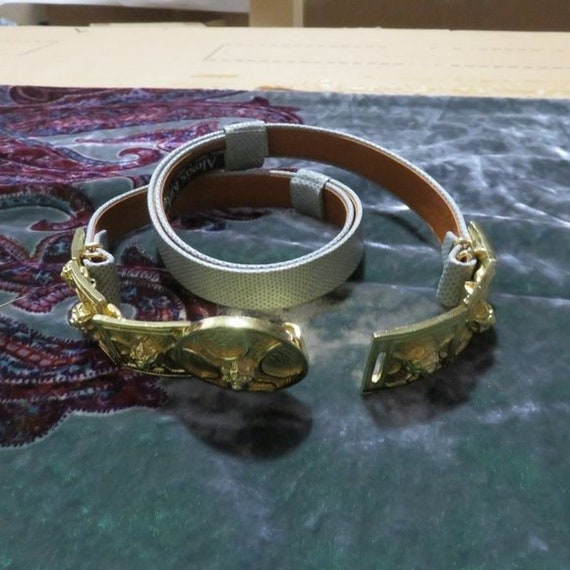Vintage Alexis Kirk Snakeskin Leather Embellished Belt  display picture 1