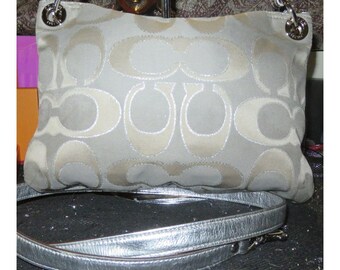 Coach Y2K Poppy Grey & Silver Metallic Signature Hippie