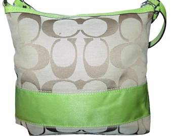 Coach Soho Signature C Jacquard Hobo Shoulder Bag Khaki Green