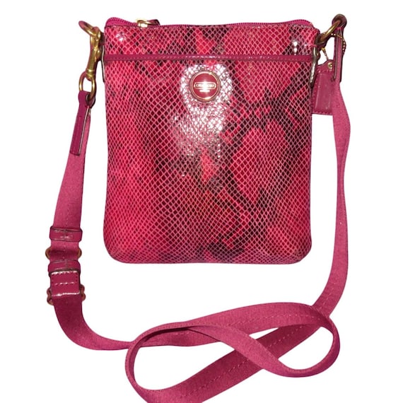 Coach Raspberry Python Embossed Leather Crossbody… - image 1