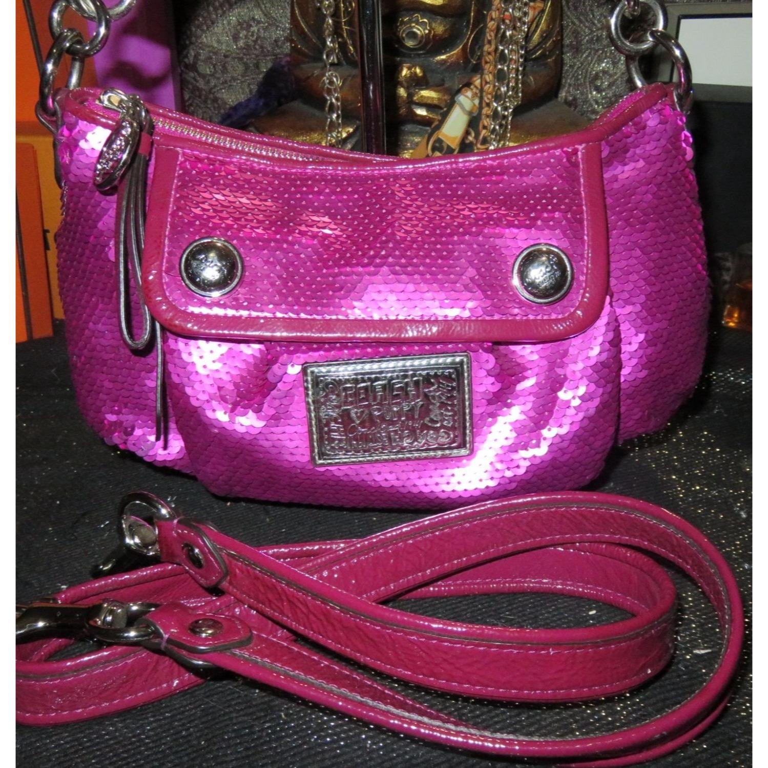 COACH POPPY Limited Edition Pink Sequin Baguette Flap